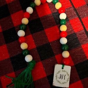 Wooden bead tiered tray decor